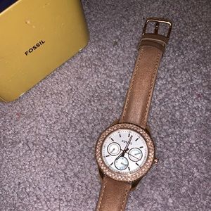 Fossil rose gold leather watch